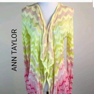 AT Chevron Stripe Open Front Waterfall Cardigan